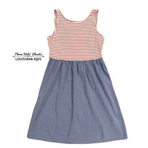 Old Navy Sz L (10-12) Chambray & Pink Striped Tank Dress